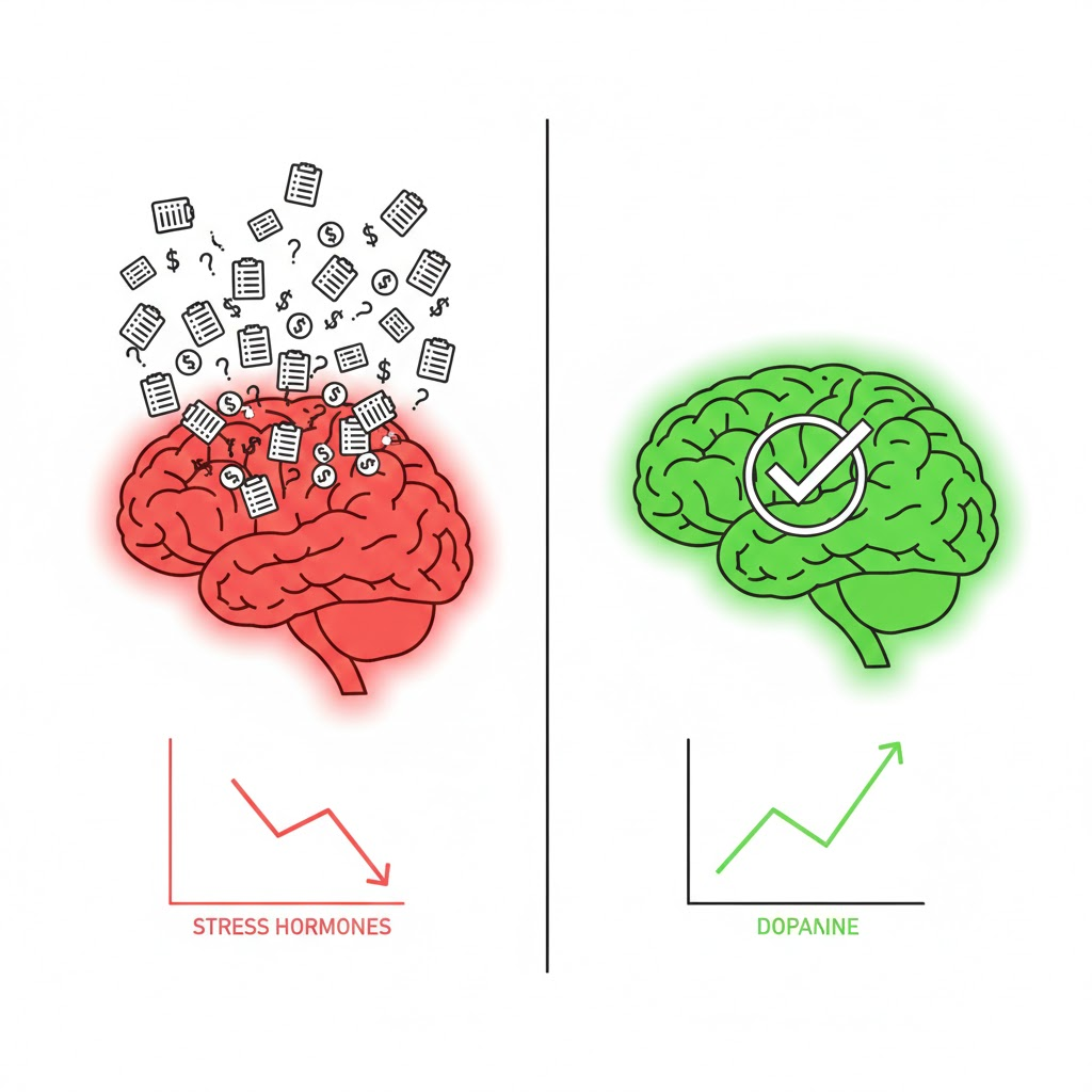 뇌과학으로 본 번아웃 전두엽 과부하와 우선순위 최적화 비교 이미지. AI 생성 이미지.