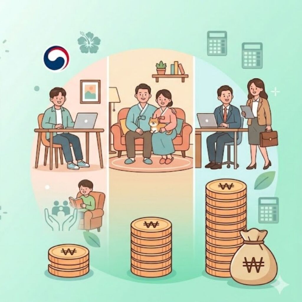 근로장려금 가구 유형별 지급액 비교 — 단독 홑벌이 맞벌이