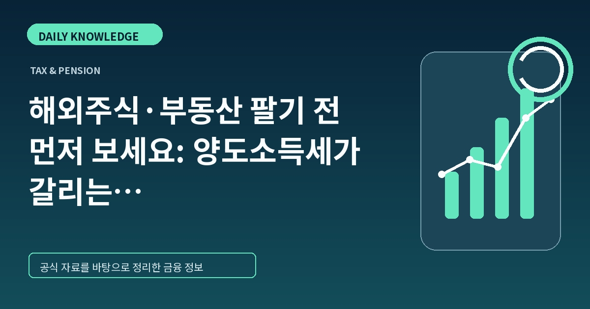 해외주식·부동산 팔기 전 먼저 보세요: 양도소득세가 갈리는 4가지 구조